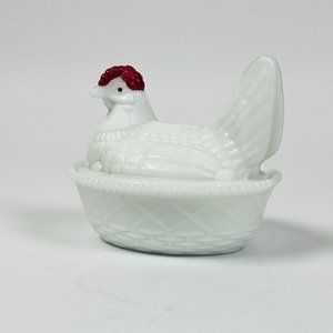 Vintage Westmoreland Hen On Nest Covered White Milk Glass Dish